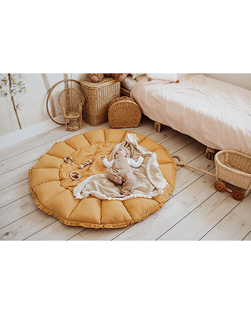 Play&Go 3 in 1 Storage Bag - Playmat and Baby Nest in 100% Organic Cotton - Chai Tea Mustard Storage Bag and Playmat