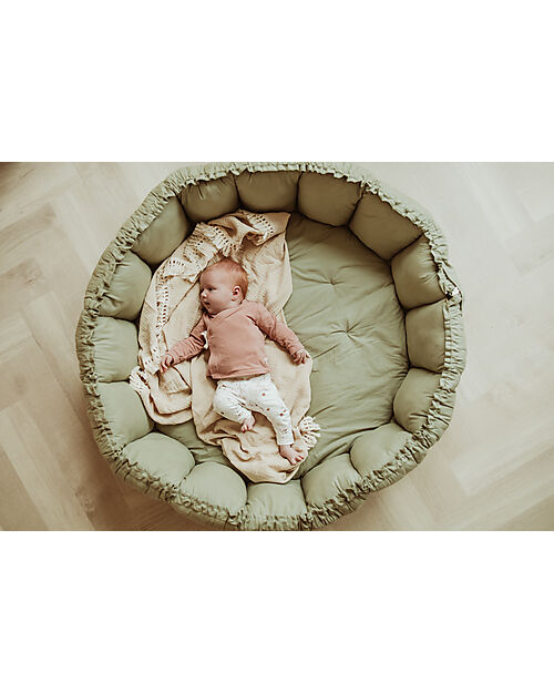 Play&Go 3 in 1 Storage Bag - Playmat and Baby Nest in 100% Organic Cotton - Meadow Green Storage Bag and Playmat