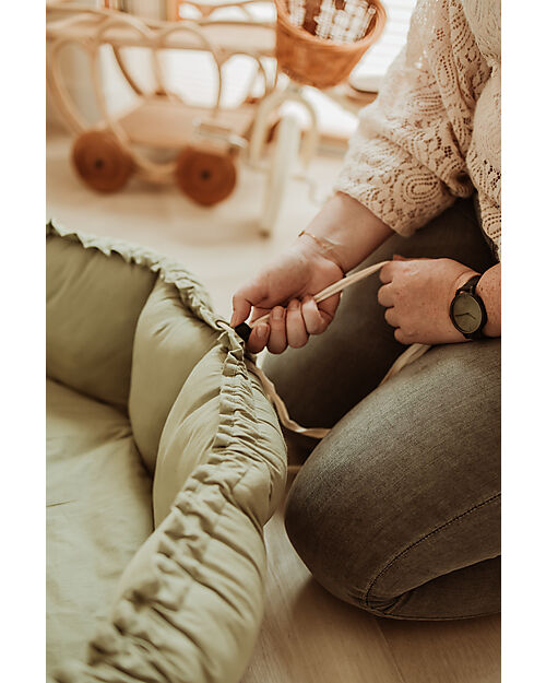 Play&Go 3 in 1 Storage Bag - Playmat and Baby Nest in 100% Organic Cotton - Meadow Green Storage Bag and Playmat