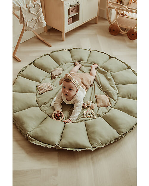 Play&Go 3 in 1 Storage Bag - Playmat and Baby Nest in 100% Organic Cotton - Meadow Green Storage Bag and Playmat