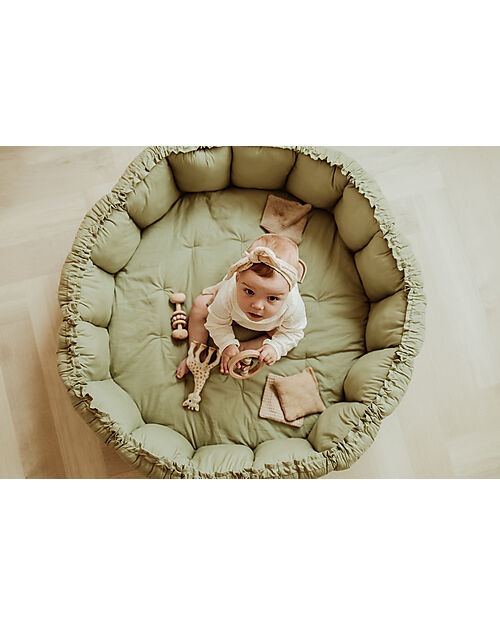 Play&Go 3 in 1 Storage Bag - Playmat and Baby Nest in 100% Organic Cotton - Meadow Green Storage Bag and Playmat