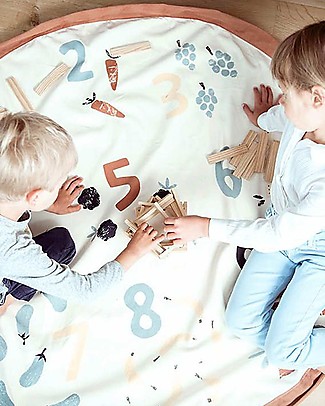 Play&Go 5 in 1 Storage Bag & Playmat in cotton - Veggie Numbers Playmats