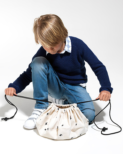 Play&Go Mini Portable 2 in 1 Storage Bag & Playmat in cotton - Thunderbolt Storage Bag and Playmat