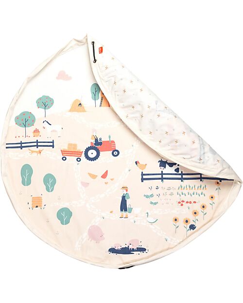 Play&Go Portable 2 in 1 Storage Bag & Playmat - Cotton- Farm Padded Playmats