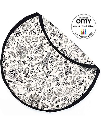 Play&Go Portable 2 in 1 Storage Bag & Playmat in cotton - Color my bag by OMY PARIS Toy Storage Boxes