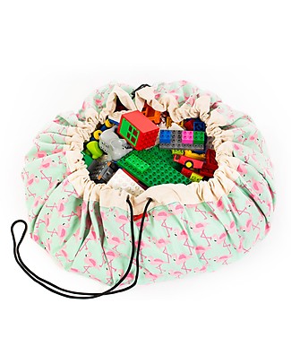 Play&Go Portable 2 in 1 Storage Bag & Playmat in cotton - Flamingo Toy Storage Boxes