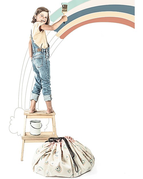 Play&Go Portable 2 in 1 Storage Bag & Playmat in cotton - Rainbow Storage Bag and Playmat