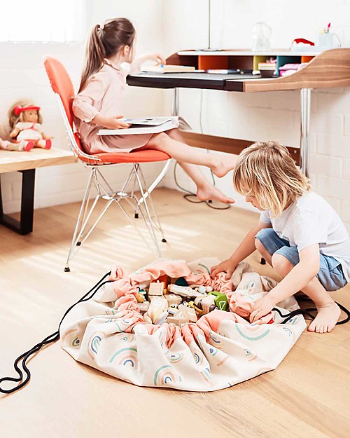 Play&Go Portable 2 in 1 Storage Bag & Playmat in cotton - Rainbow Storage Bag and Playmat