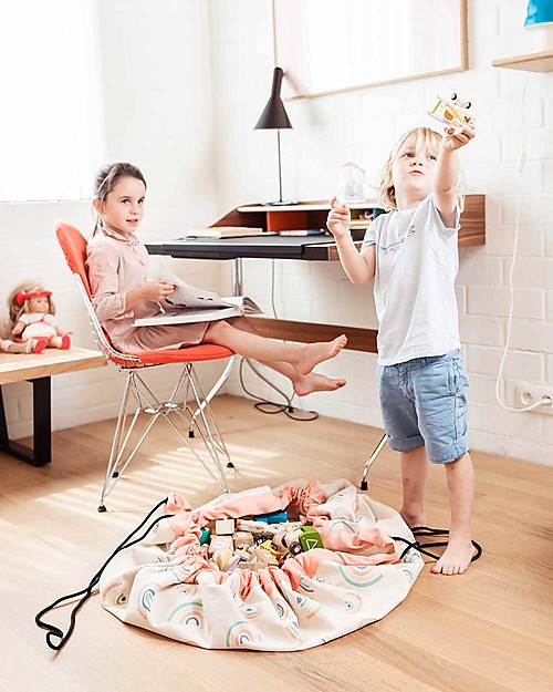 Play&Go Portable 2 in 1 Storage Bag & Playmat in cotton - Rainbow Storage Bag and Playmat