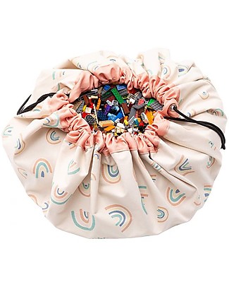 Play&Go Portable 2 in 1 Storage Bag & Playmat in cotton - Rainbow Toy Storage Boxes