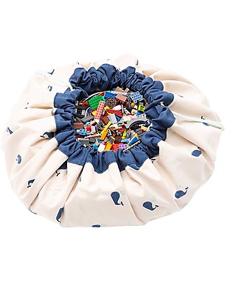 Play&Go Portable 2 in 1 Storage Bag & Playmat in cotton - Whale Storage Bag and Playmat