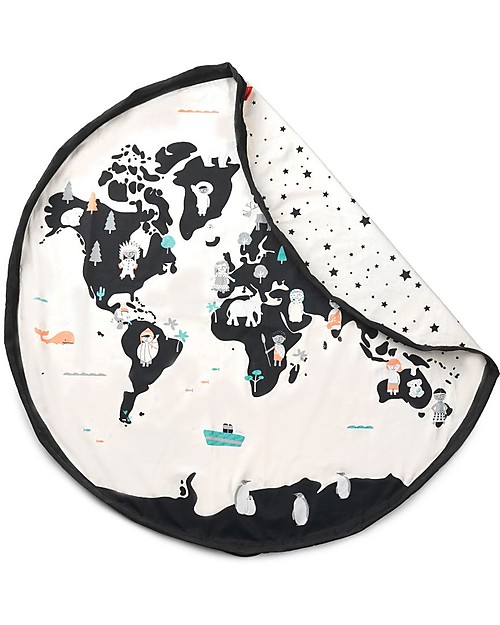 Play&Go Portable 2 in 1 Storage Bag & Playmat in cotton - WorldMap Storage Bag and Playmat