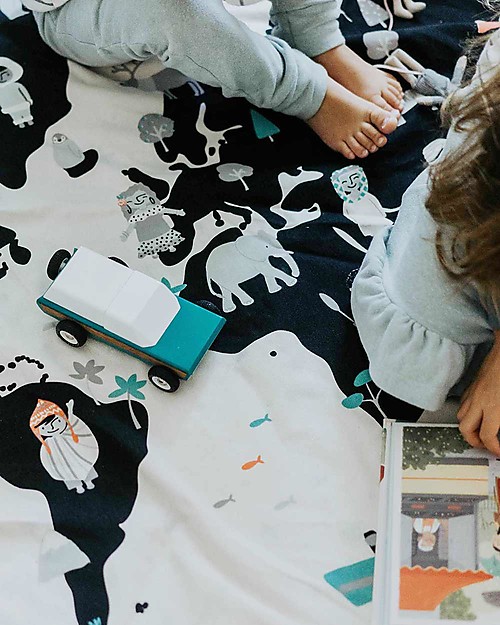 Play&Go Portable 2 in 1 Storage Bag & Playmat in cotton - WorldMap Storage Bag and Playmat