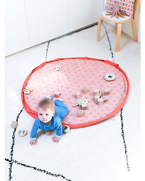 Play&Go Portable 3 in 1 Storage Bag, Diaper Bag & Playmat in Soft Cotton - Animal Faces Storage Bag and Playmat