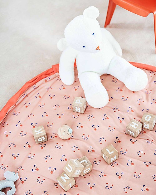 Play&Go Portable 3 in 1 Storage Bag, Diaper Bag & Playmat in Soft Cotton - Animal Faces Storage Bag and Playmat
