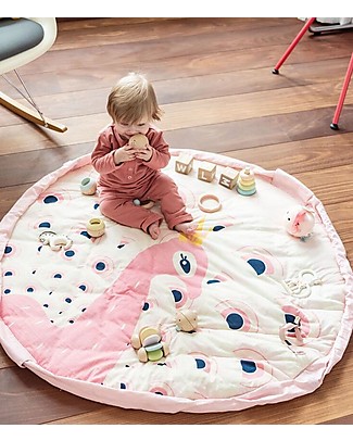 Play&Go Portable 3 in 1 Storage Bag, Diaper Bag & Playmat in Soft Cotton - Peacock Playmats