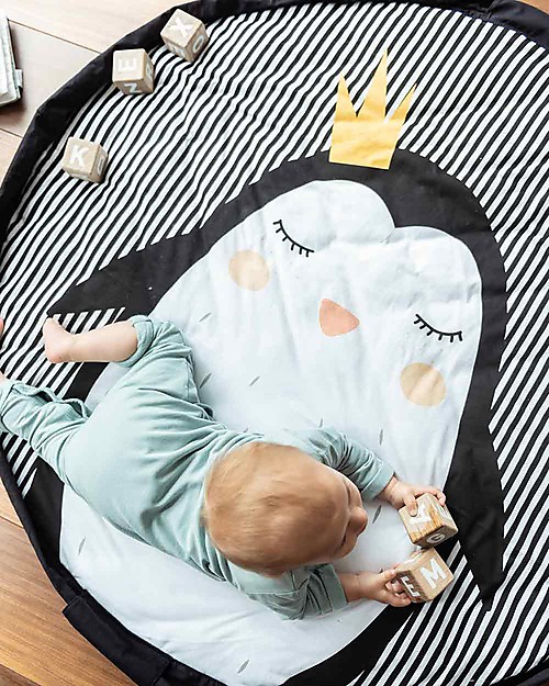 Play&Go Portable 3 in 1 Storage Bag, Diaper Bag & Playmat in Soft Cotton - Pinguin Storage Bag and Playmat