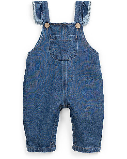 Play Up Denim Jumpsuit with Coconut Buttons - Mixture of Cotton and Lyocell Dungarees