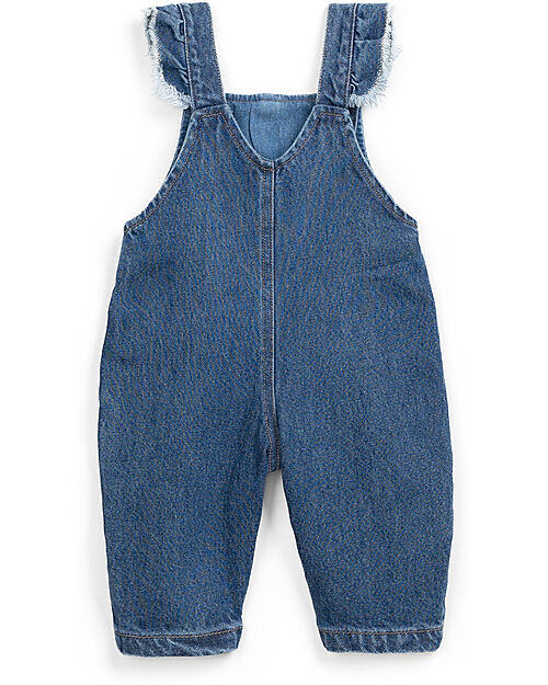 Play Up Denim Jumpsuit with Coconut Buttons - Mixture of Cotton and Lyocell Dungarees
