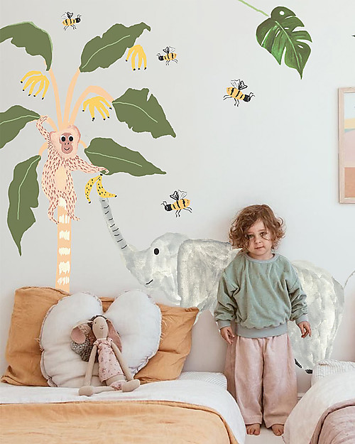 Pop By Gaea Wall Stickers in Vinyl - La Festa Elephant and Monkey Wall Stickers