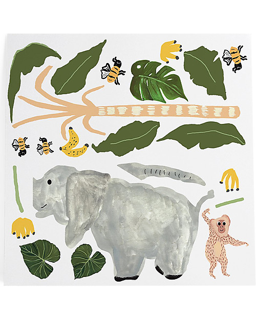 Pop By Gaea Wall Stickers in Vinyl - La Festa Elephant and Monkey Wall Stickers