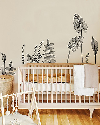 Pop By Gaea Wall Stickers in Vinyl - XL Monochrome Jungle Leaves Wall Stickers