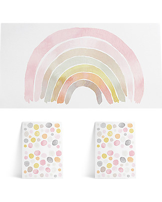 Pop By Gaea Wall Stickers in Vinyl - XL Pink Rainbow & Dots Wall Stickers