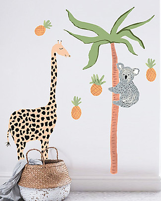 Pop By Gaea Wall Stickers in Vinyl - XXL Giraffe & Palm Tree - 175x100 cm Wall Stickers