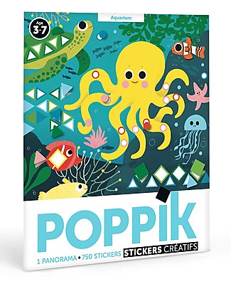 Poppik Giant Mosaic with 750 stickers - Aquarium - From 3 to 6 years Stickers & Stamps Sets