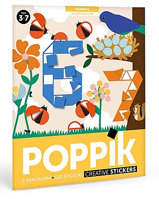 Poppik Giant Poster with 520 stickers - Numbers - From 3 to 6 years Stickers & Stamps Sets