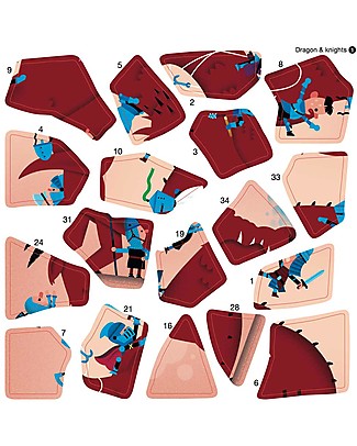 Poppik Stickers Mini-Puzzle - Dragon and Knights - from 5 years Stickers & Stamps Sets