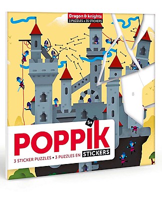 Poppik Stickers Mini-Puzzle - Dragon and Knights - from 5 years Stickers & Stamps Sets