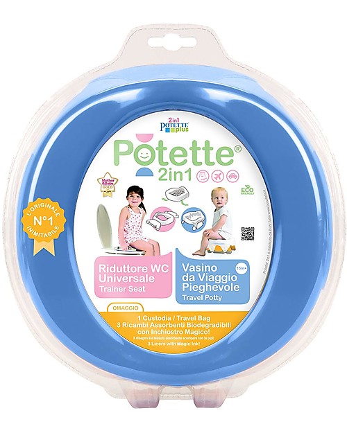 Potette 2in1 Potette 2in1 Blue, Trainer Seat and Travel Potty - Includes 3 Liners Potties