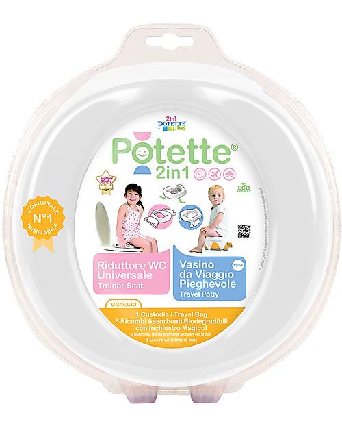 Potette 2in1 Potette 2in1 White, Trainer Seat and Travel Potty - includes 3 liners Potties
