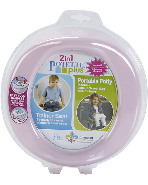 Potette 2in1 Trainer Seat and Travel Potty - Pink - Includes 3 Liners Potties