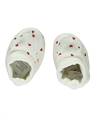 Poudre Organic Baby Booties Wakame - Lipstick Heart - 100% Organic Cotton Slippers