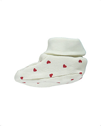 Poudre Organic Baby Booties Wakame - Lipstick Heart - 100% Organic Cotton Slippers