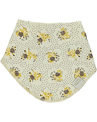 Poudre Organic Bandana Bib Asperule - Almond Milk Fleurs - 100% organic cotton Bandana Bibs