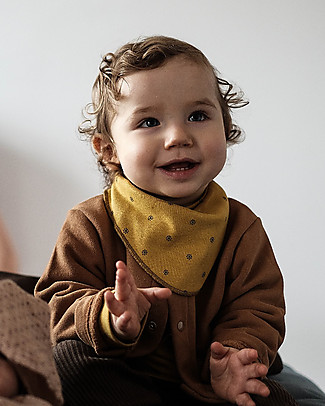Poudre Organic Bandana Bib Asperule - Honey Fleurs - 100% organic cotton Bandana Bibs