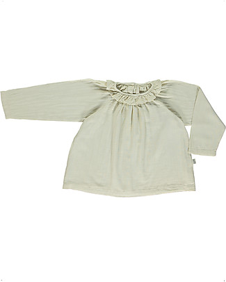 Poudre Organic Blouse Charme with Back Buttons - Almond Milk - 100% Organic Cotton Shirts And Blouses
