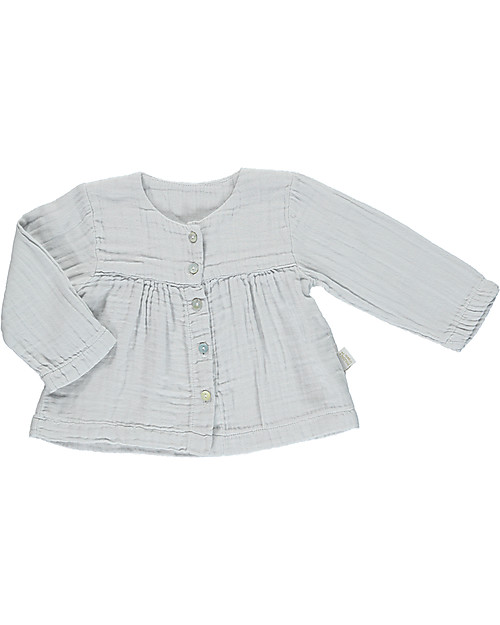 Poudre Organic Blouse with Gather (3 years) - Grey - 100% organic cotton Bluse