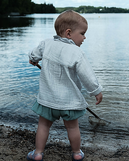 Poudre Organic Blouse with Gather (3 years) - Grey - 100% organic cotton Bluse