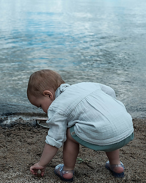 Poudre Organic Blouse with Gather (3 years) - Grey - 100% organic cotton Bluse