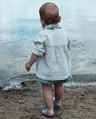 Poudre Organic Blouse with Gather (3 years) - Grey - 100% organic cotton Shirts And Blouses