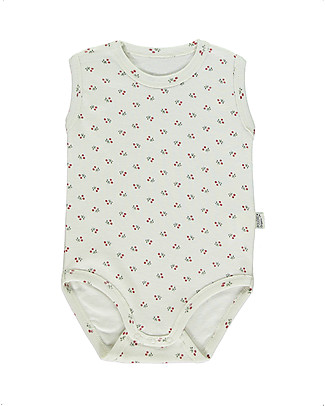 Poudre Organic Bodysuit Aulne - Lipstick Floral Pattern - 100% Organic Cotton Short Sleeves Bodies