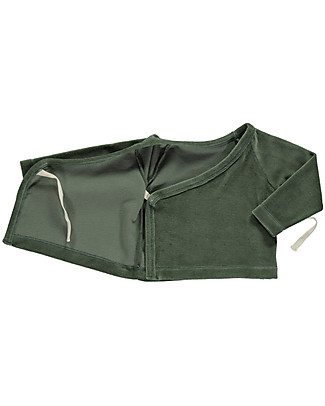 Poudre Organic Cache Coeur Crocus - Long-Sleeved Crossed Top - Forest Green - 100% Organic Cotton Terry Long Sleeves Tops
