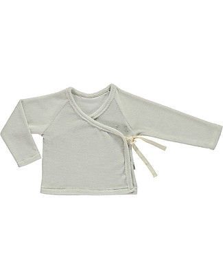 Poudre Organic Cache Coeur Crocus - Long-Sleeved Crossed Top - Lunar Rock - 100% Organic Cotton Terry Long Sleeves Tops