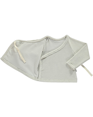 Poudre Organic Cache Coeur Crocus - Long-Sleeved Crossed Top - Lunar Rock - 100% Organic Cotton Terry Long Sleeves Tops