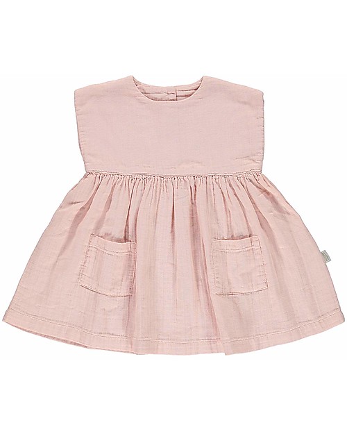 Poudre Organic Girl’s Sleeveless Dress Hibiscus, Evening Sand - 100% organic cotton Dresses_
