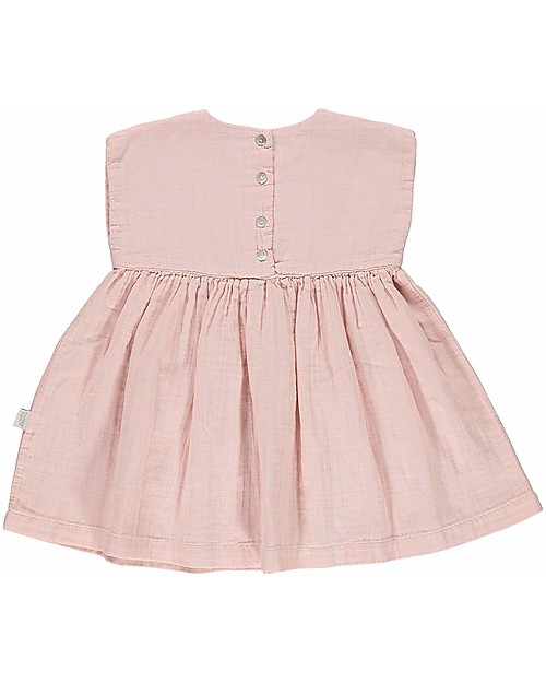 Poudre Organic Girl’s Sleeveless Dress Hibiscus, Evening Sand - 100% organic cotton Dresses_